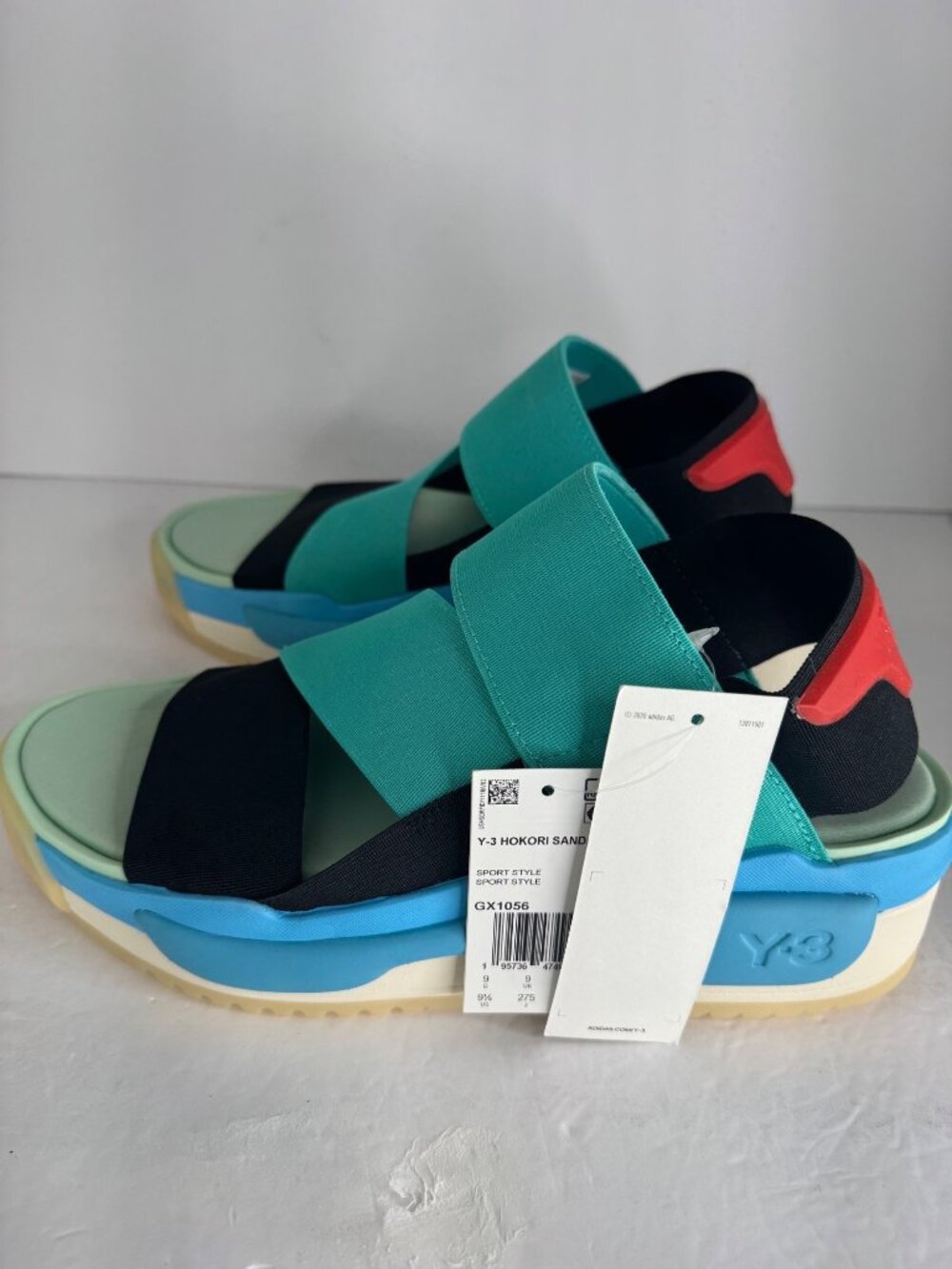 Y-3 Hokori Sandal GX1056 Black Mint‎ Platform Sport Style Men's F 43 1\3 US 9.5 - Picture 3 of 8